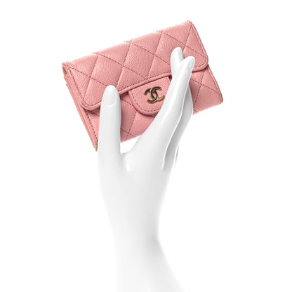 Chanel Caviar Quilted Flap Card Holder Wallet Light Pink 2 of 12
