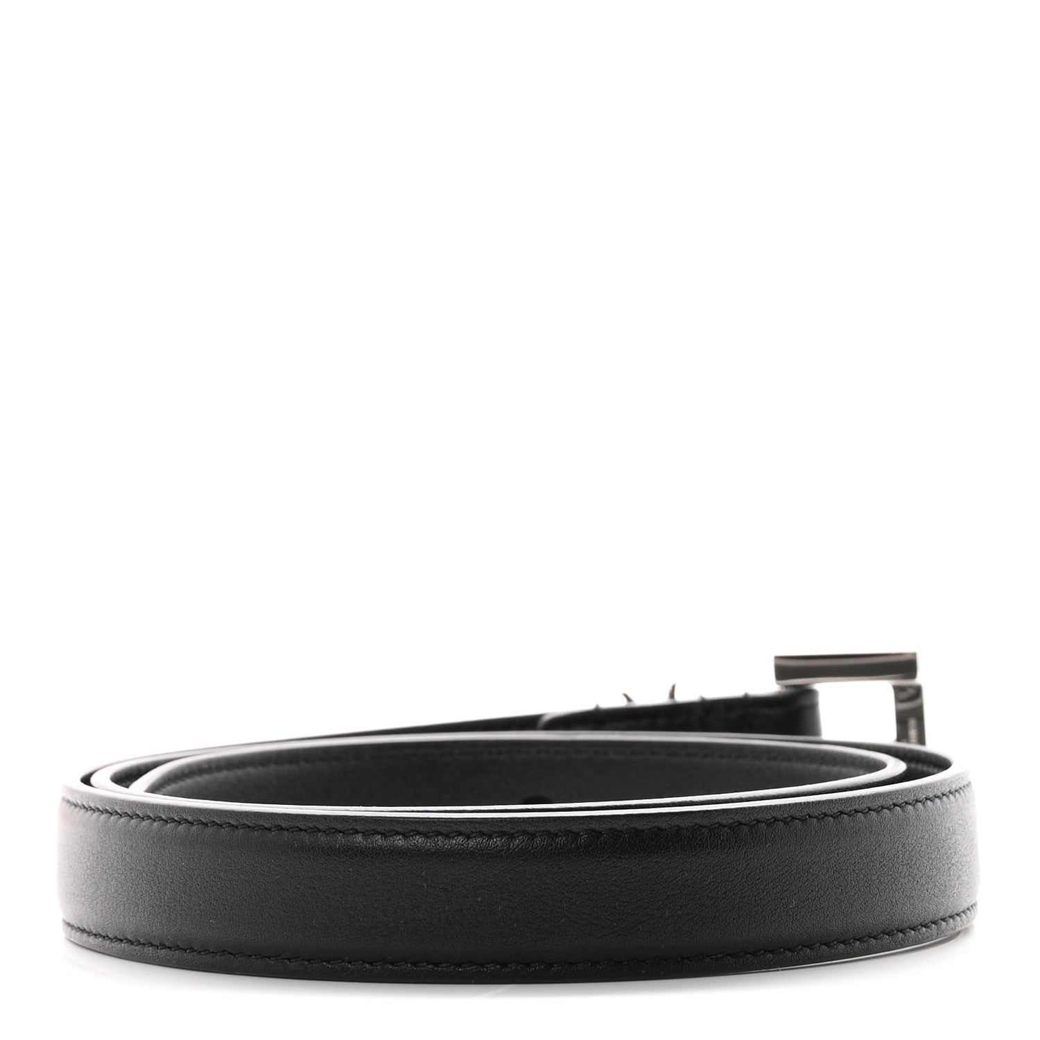 Saint Laurent Smooth Calfskin Monogram Square Buckle Belt 70 28 Black 2 of 7