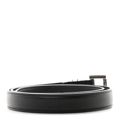 Saint Laurent Smooth Calfskin Monogram Square Buckle Belt 70 28 Black 2 of 7