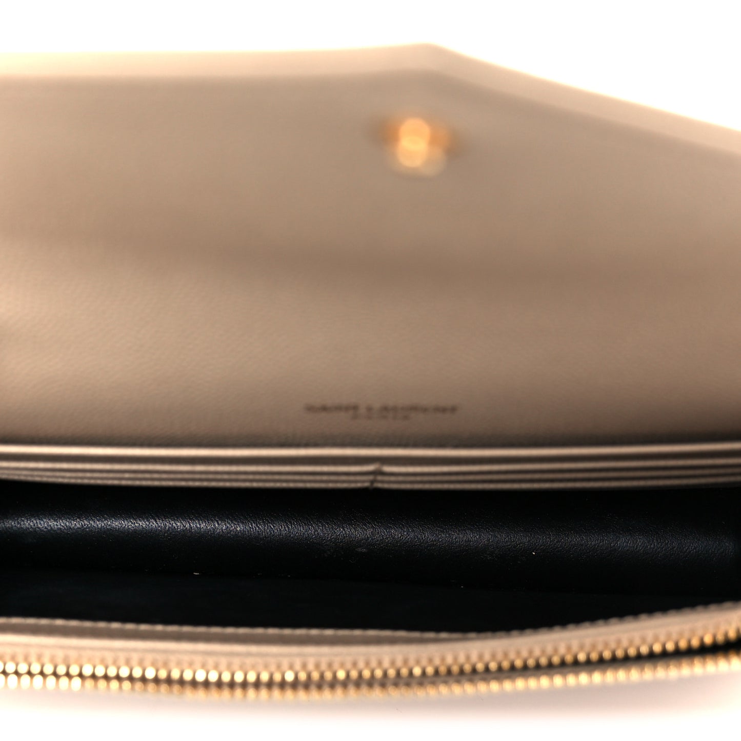 Grain De Poudre Matelasse Chevron Monogram Envelope Chain Wallet Dark Beige