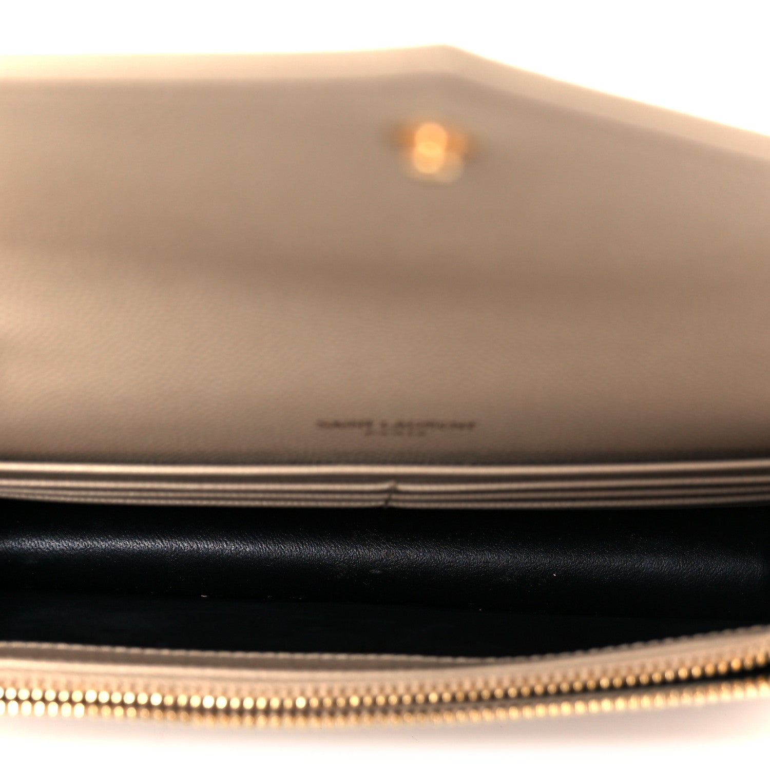 Saint Laurent Grain De Poudre Matelasse Chevron Monogram Envelope Chain Wallet Dark Beige 8 of 19
