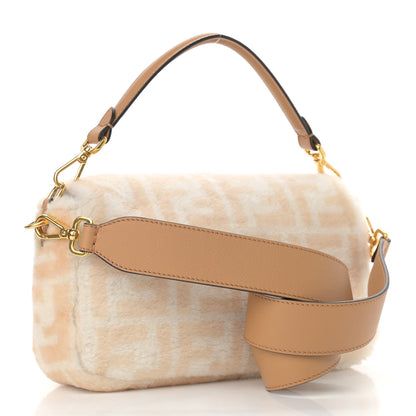 Fendi Shearling Vitello Dolce Macro FF 1974 Baguette White Ice Cuoio Miele Scuro 3 of 10