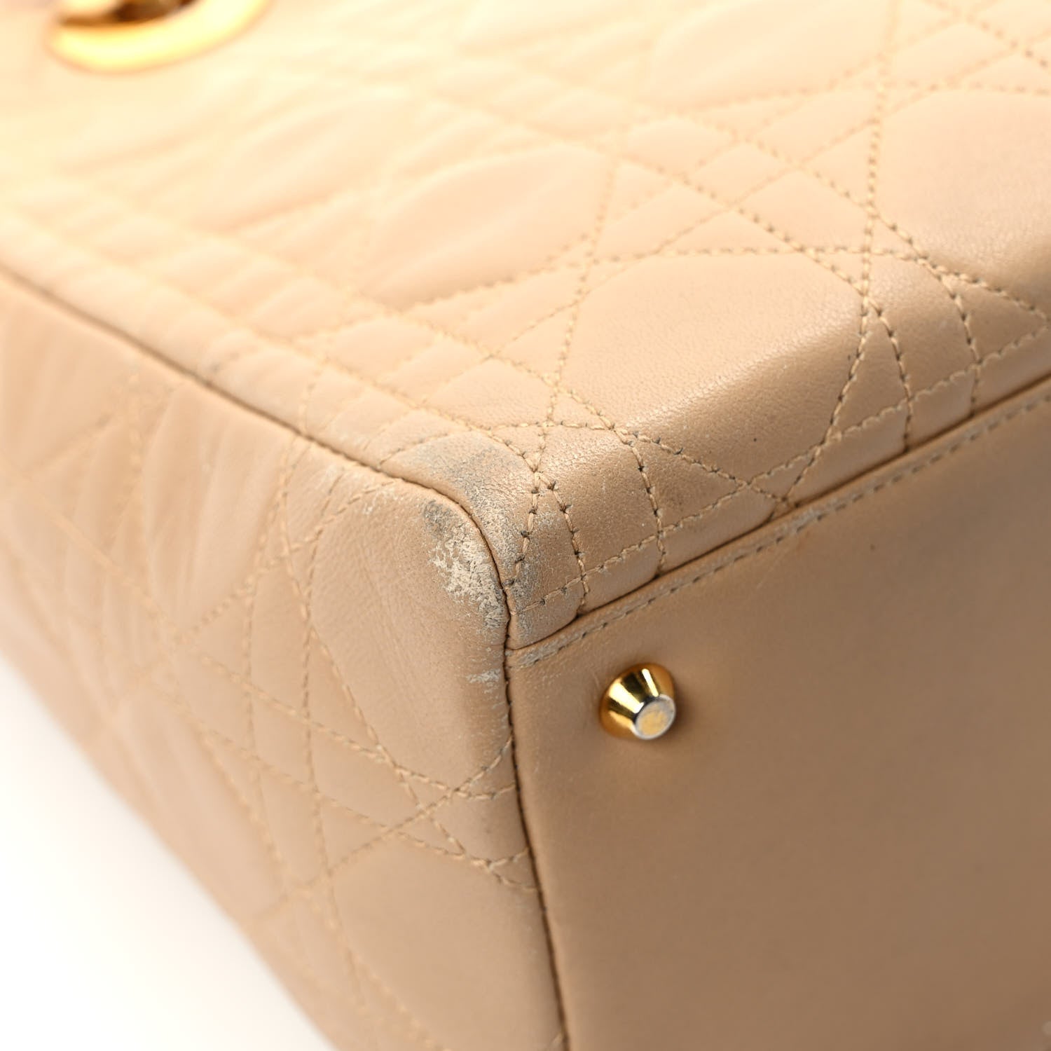 Christian Dior Lambskin Cannage Medium Lady Dior Beige 9 of 11