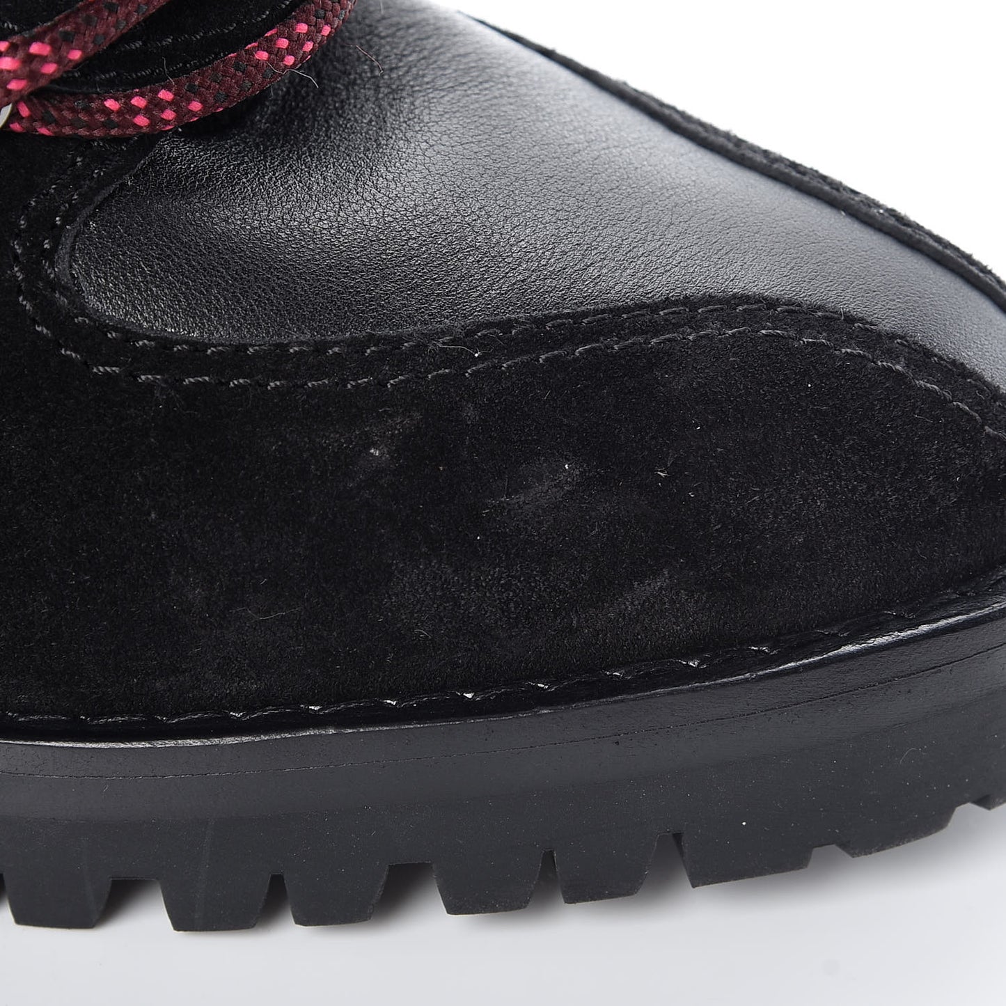 Suede Shearling Rockstud Lace-Up Ankle Boots 39.5 Black