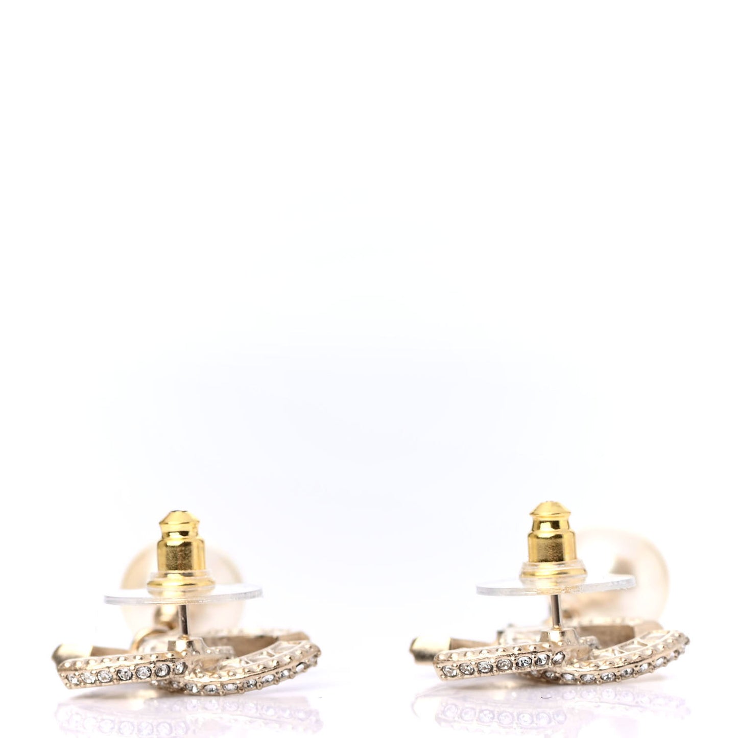 Crystal Pearl CC Drop Earrings Gold
