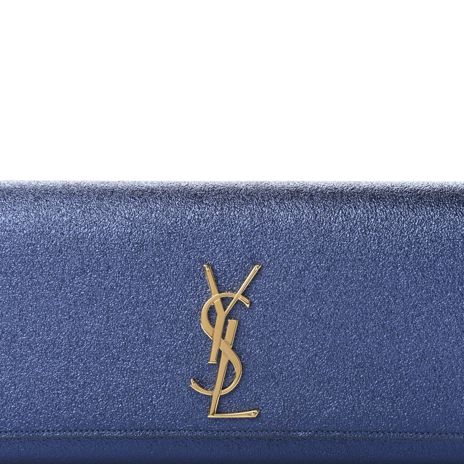 Saint Laurent Metallic Calfskin Monogram Kate Clutch Navy 9 of 9
