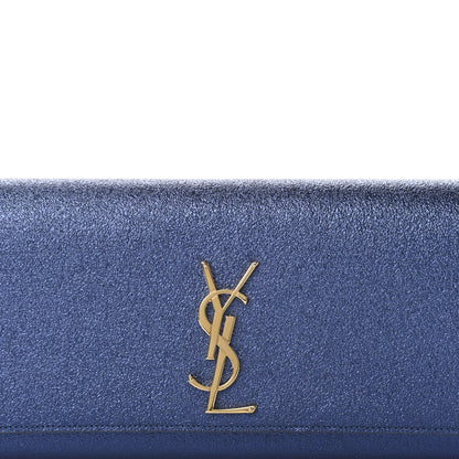 Saint Laurent Metallic Calfskin Monogram Kate Clutch Navy 9 of 9