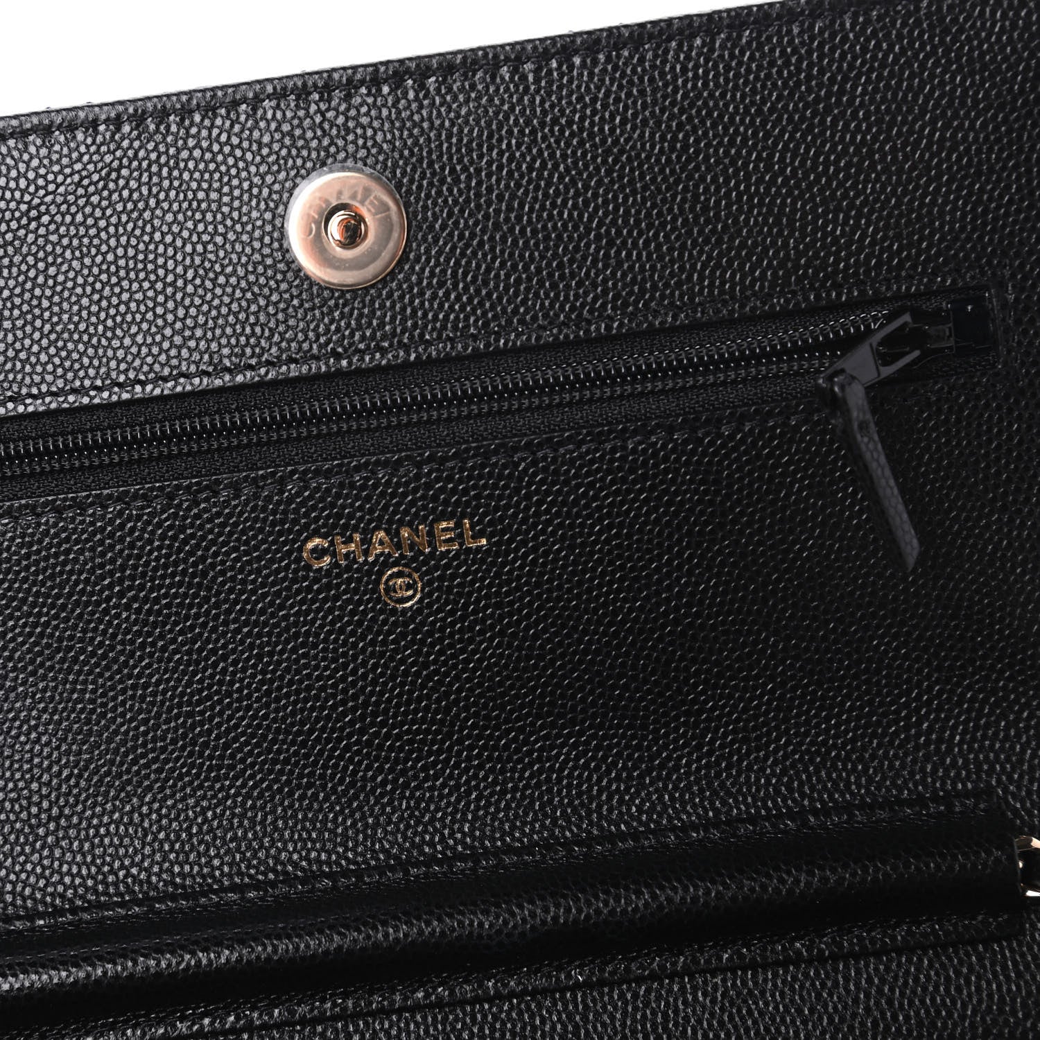 Chanel Caviar Quilted French New Wave Chain CC Wallet On Chain WOC Black 8 of 11