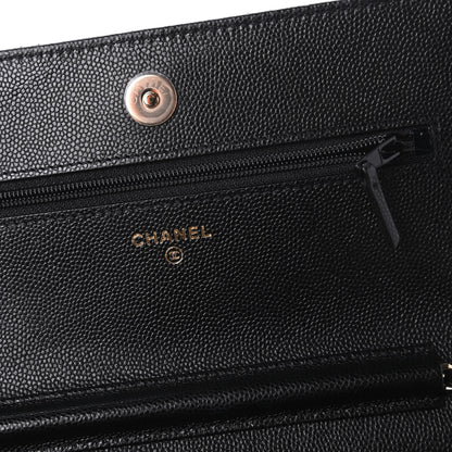 Chanel Caviar Quilted French New Wave Chain CC Wallet On Chain WOC Black 8 of 11