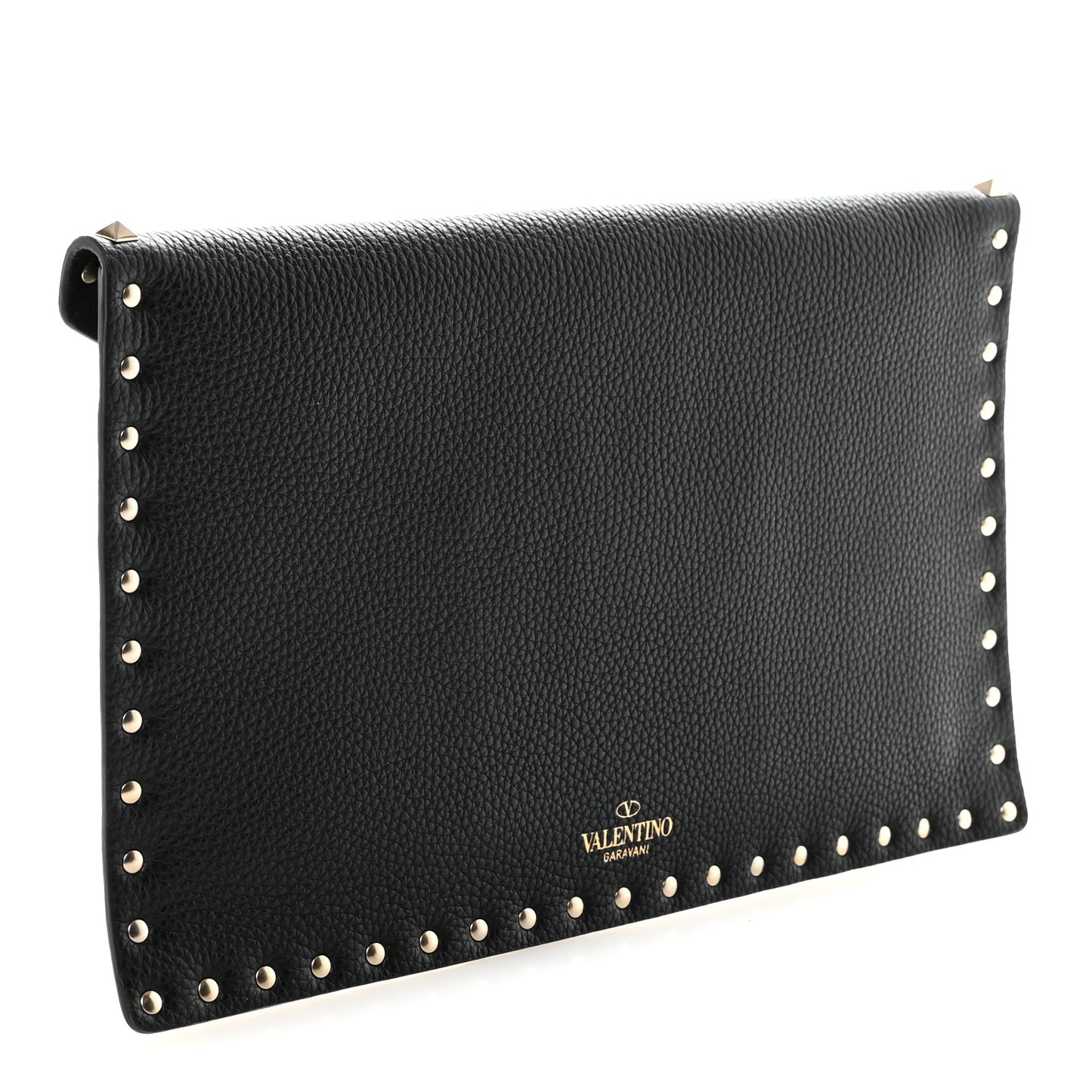 Vitello Large Rockstud Envelope Clutch Black