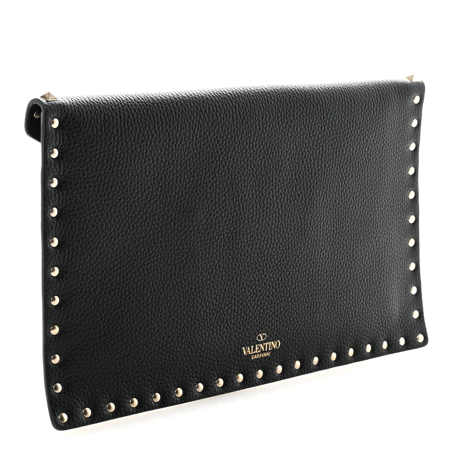Valentino Garavani Vitello Large Rockstud Envelope Clutch Black 3 of 7