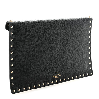Valentino Garavani Vitello Large Rockstud Envelope Clutch Black 3 of 7