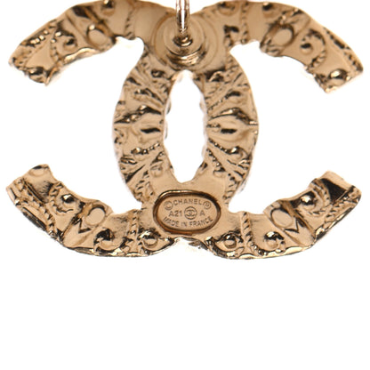 Chanel Metal Textured CC Earrings Gold 4 of 4