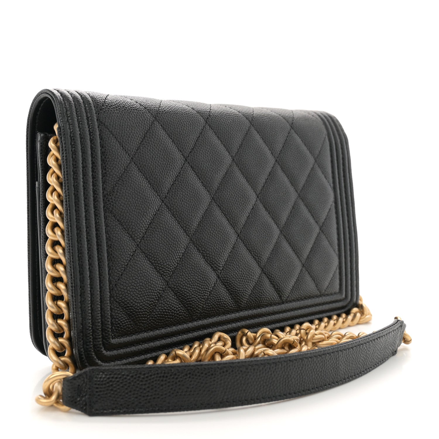 Chanel Caviar Quilted Boy Wallet On Chain WOC Black 3 of 12
