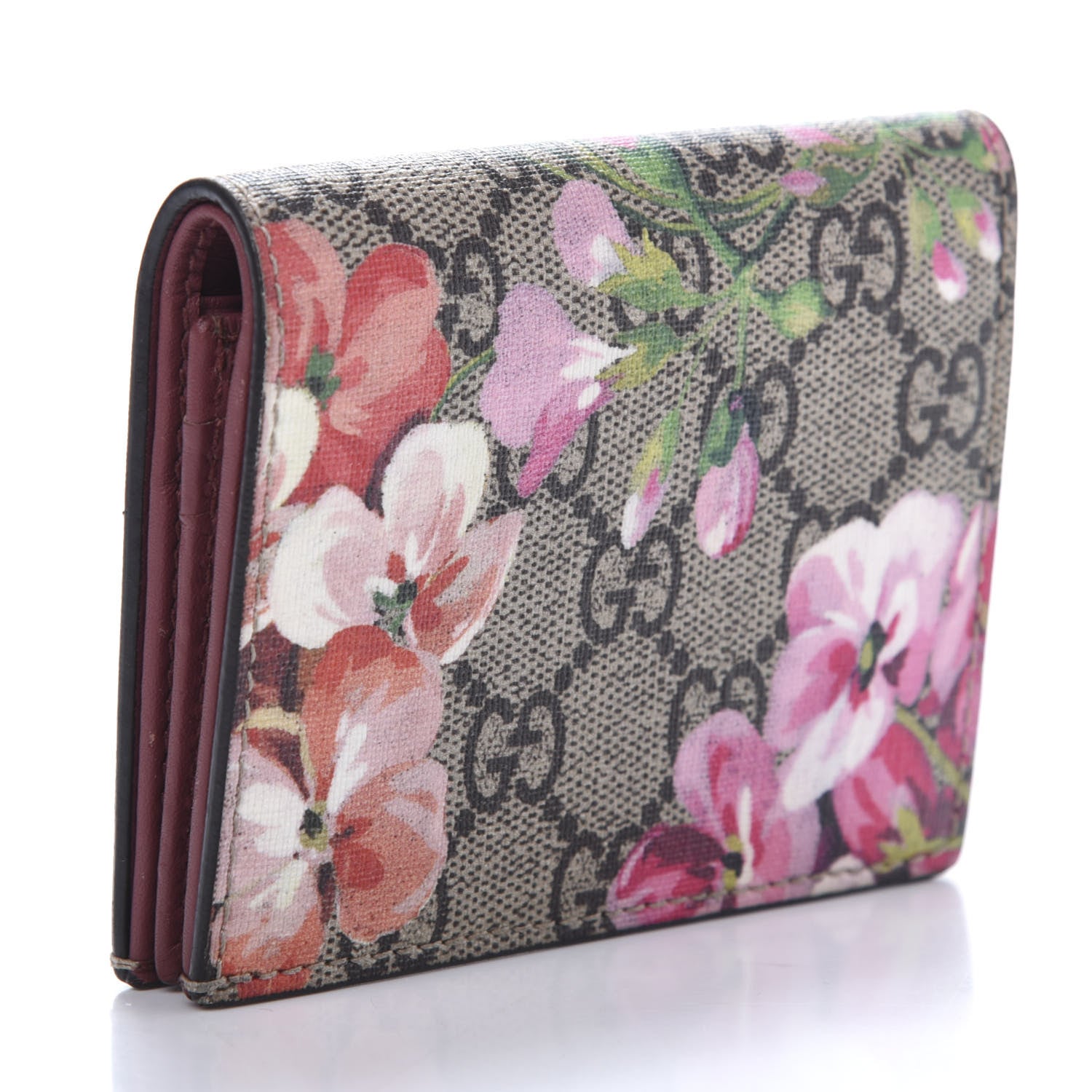 Gucci GG Supreme Monogram Blooms Card Case Beige Multicolor Dry Rose 3 of 9