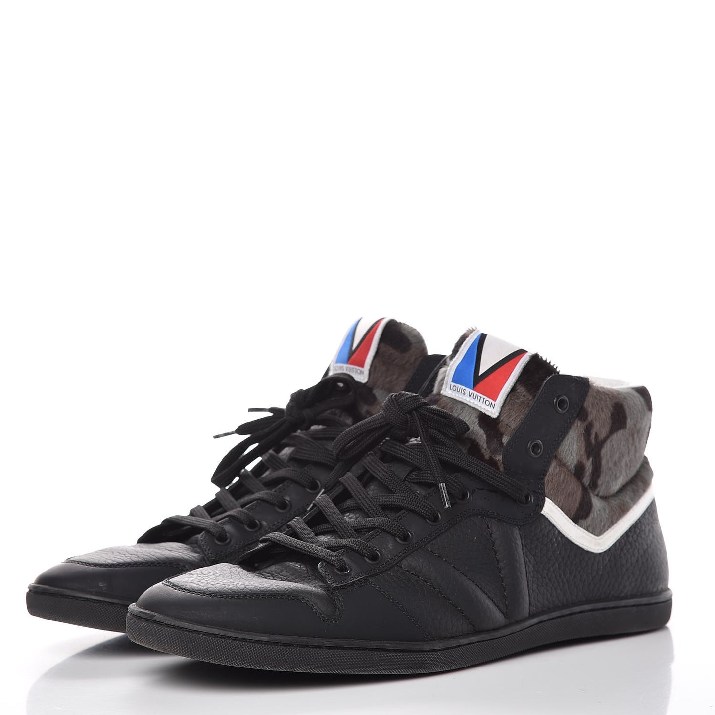 Calfskin Pony Hair Camouflage Heroes Sneakers 8 Black