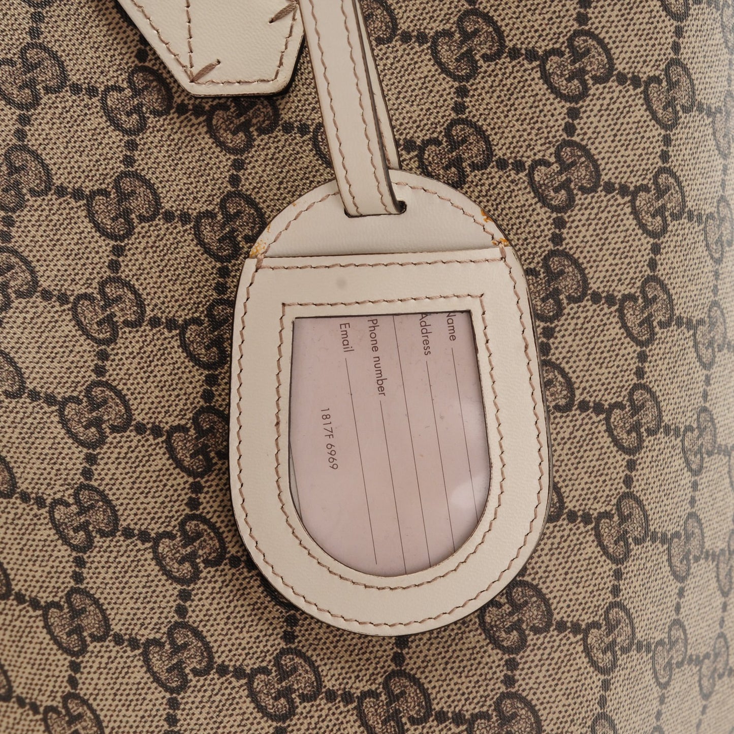 GG Supreme Monogram Medium Reversible Tote Beige White