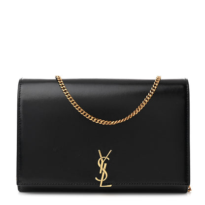 Saint Laurent Glossy Calfskin Monogram Chain Wallet Black 1 of 13