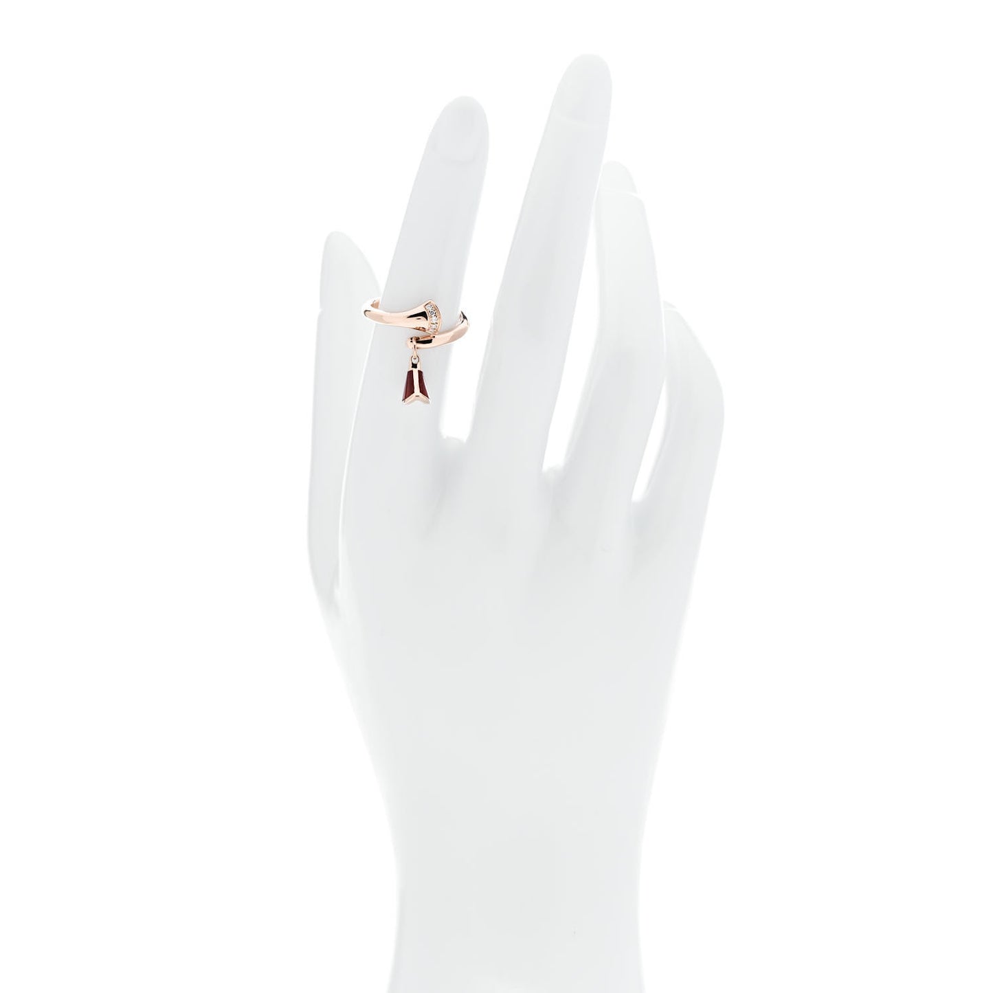 18K Rose Gold Diamond Carnelian Divas' Dream Charm Ring 51 5.75
