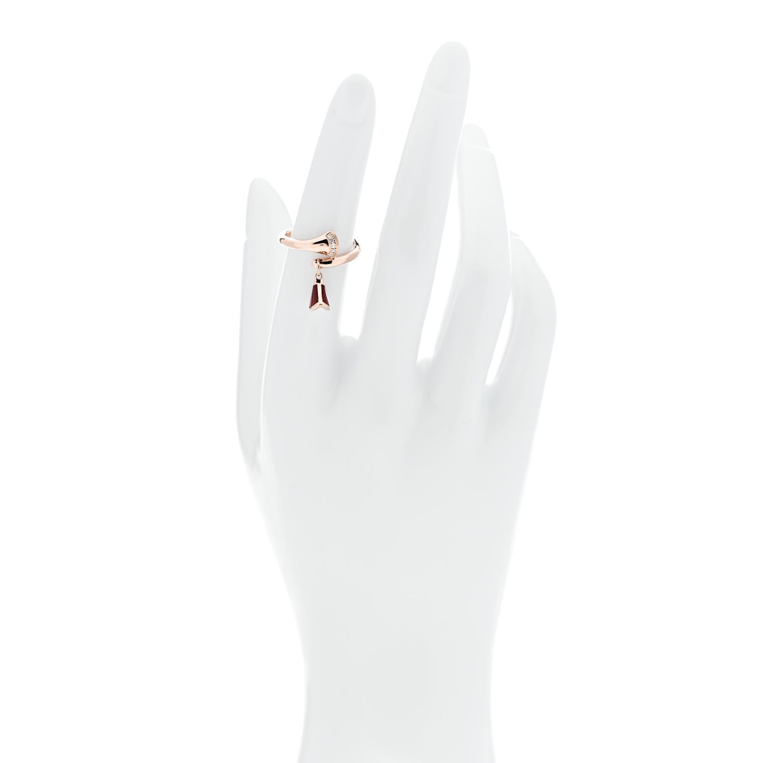 Bulgari 18K Rose Gold Diamond Carnelian Divas' Dream Charm Ring 51 5.75 2 of 5