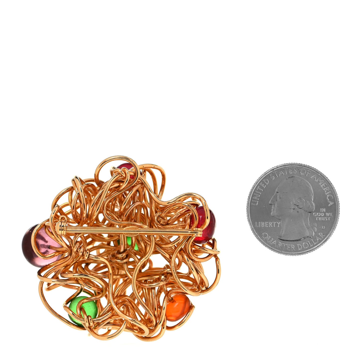 Gripoix Poured Glass Camellia Brooch Gold Multicolor