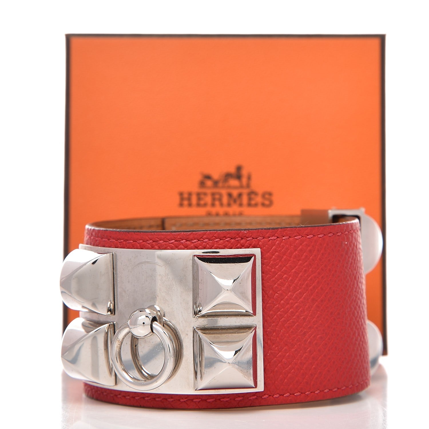 Hermes Epsom Collier de Chien CDC Bracelet L Rouge Casaque 6 of 6