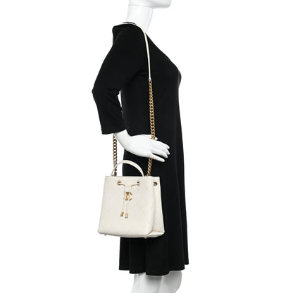 Chanel Grained Calfskin Stitched Small Drawstring Bag White 2 of 13