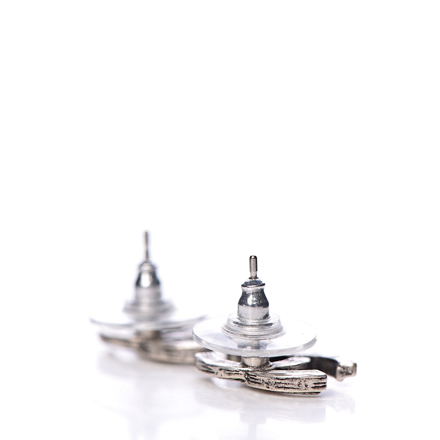 Chanel Crystal CC Earrings Silver 3 of 5