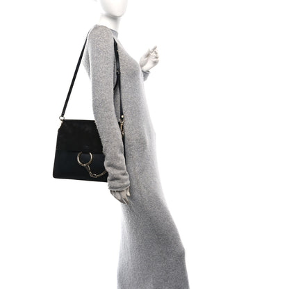 Chloe Suede Calfskin Medium Faye Shoulder Bag Black 2 of 10