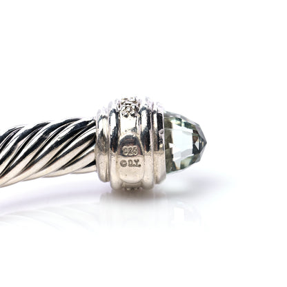 David Yurman Sterling Silver Diamond Prasiolite 7mm Cable Classics Bracelet 4 of 6