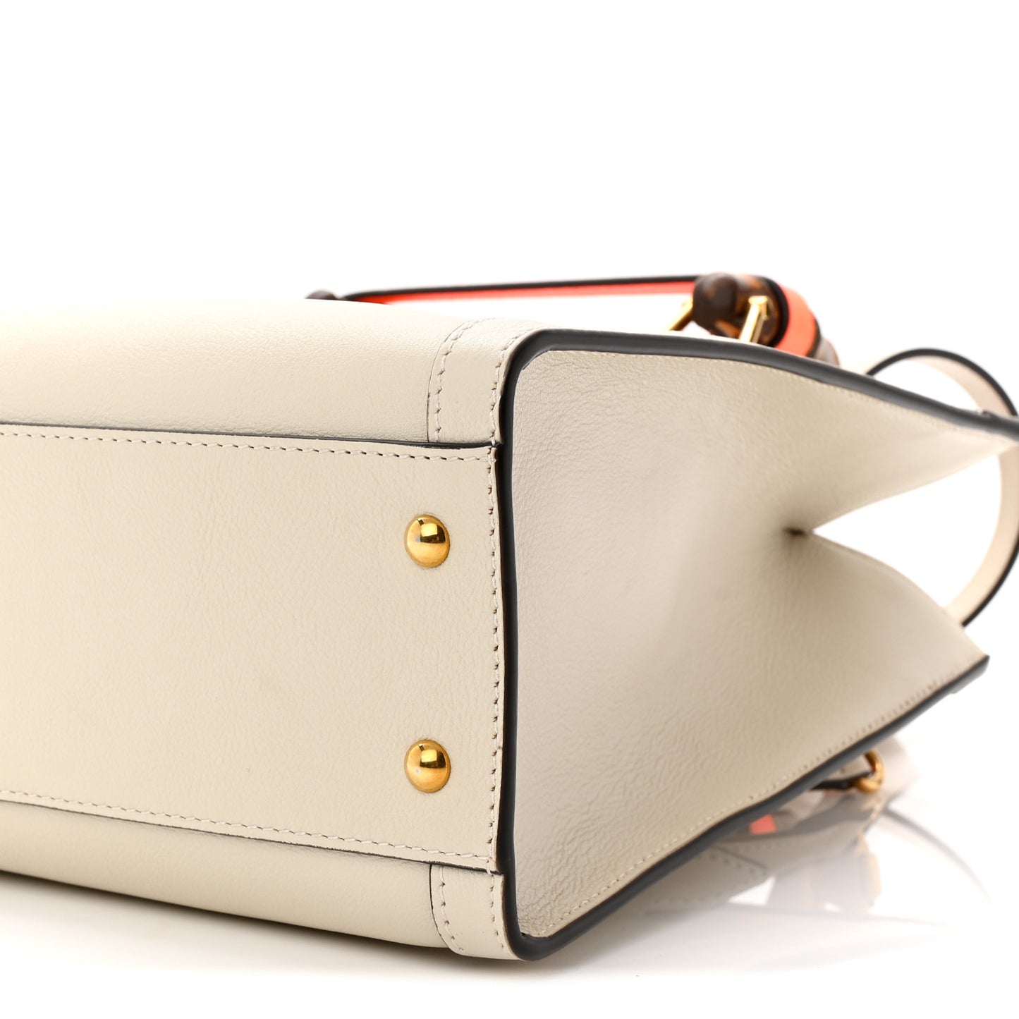 Wonka Grain Calfskin Small Diana Tote Bag Mystic White Orange Fluo