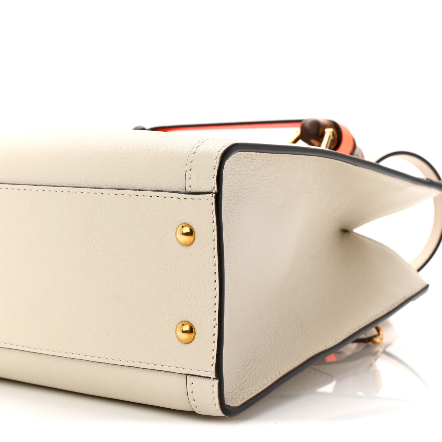 Gucci Wonka Grain Calfskin Small Diana Tote Bag Mystic White Orange Fluo 10 of 10