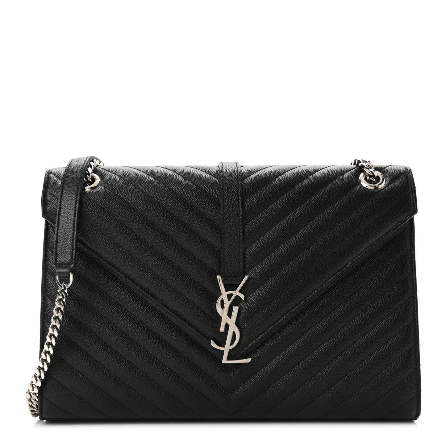 Grain De Poudre Matelasse Chevron Large Monogram Satchel Black