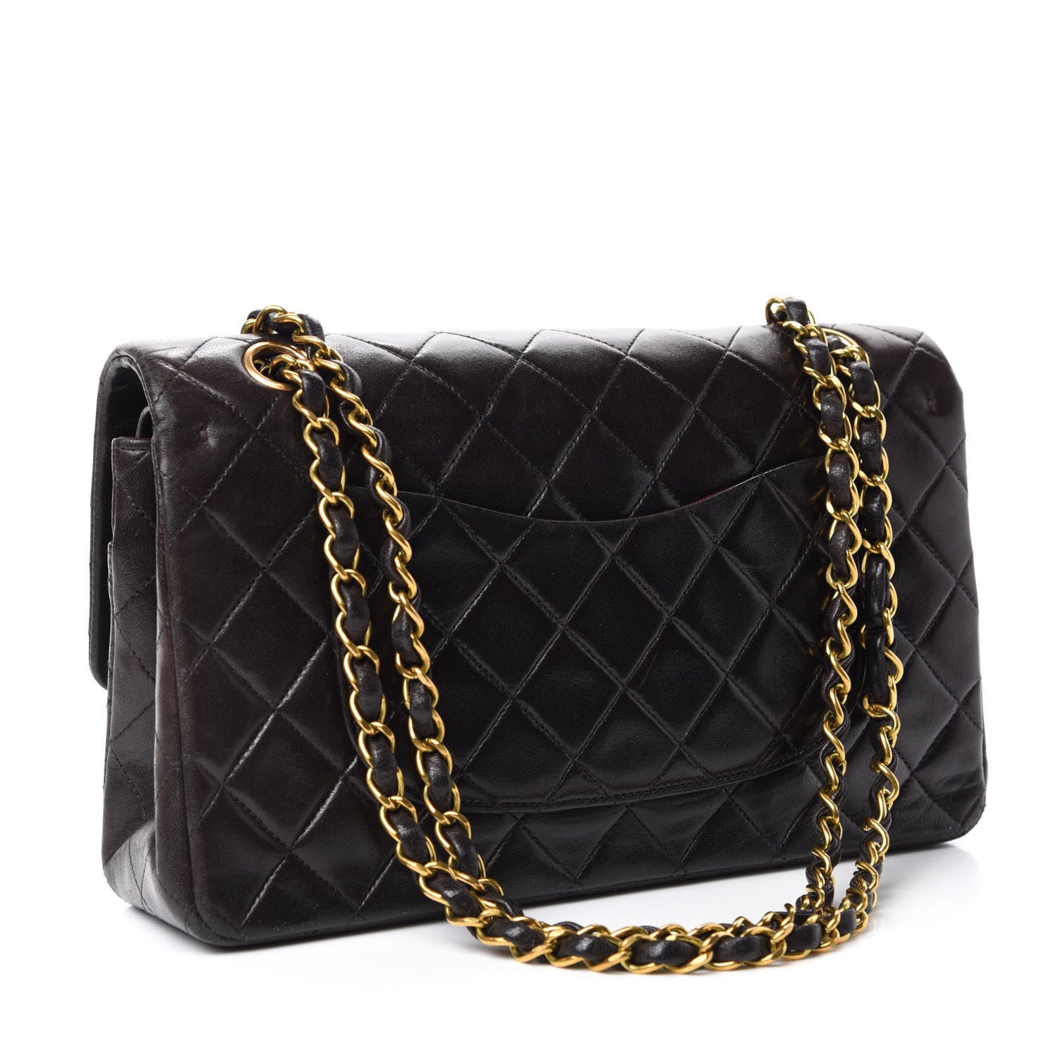 Chanel Lambskin Quilted Medium Double Flap Dark Brown 3 of 13