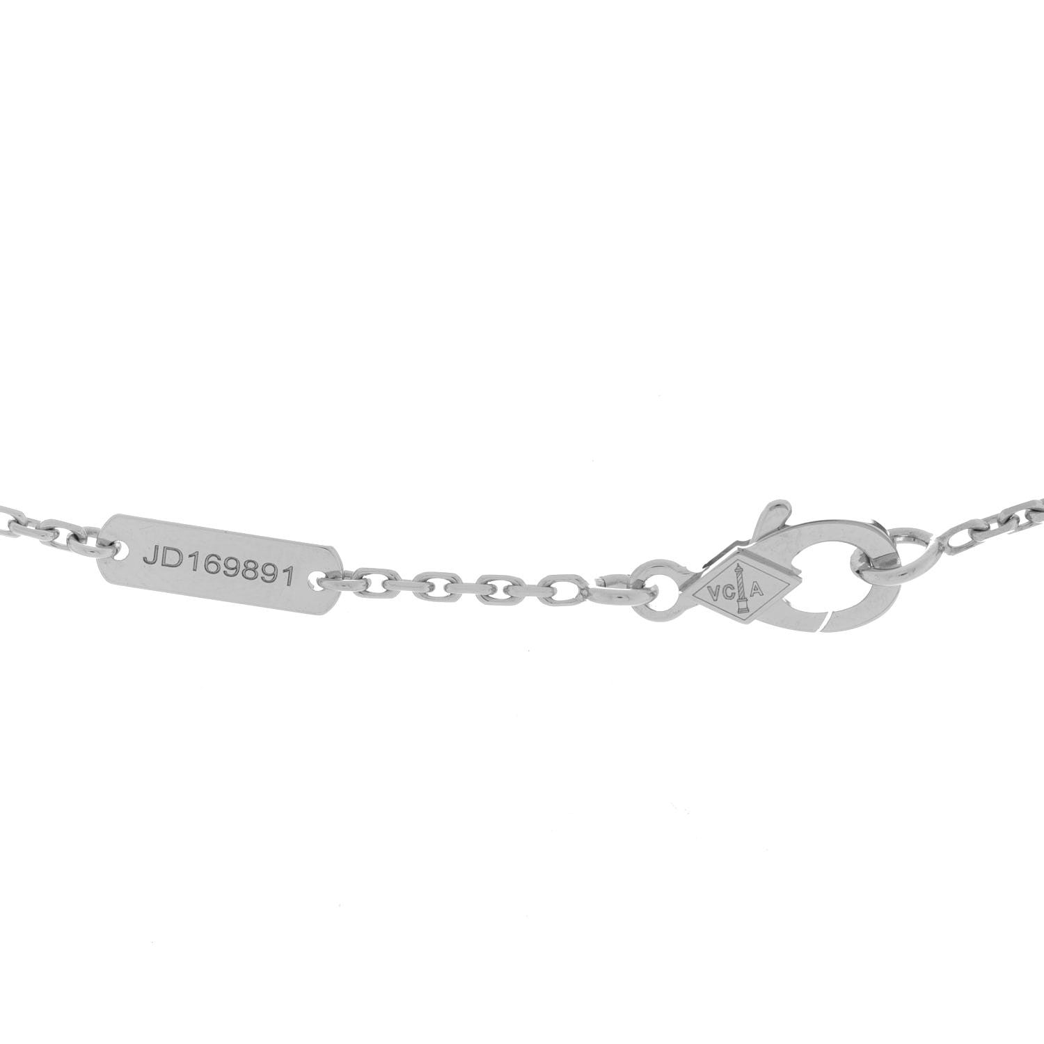 Van Cleef & Arpels 18K White Gold Mother of Pearl Vintage Alhambra Pendant Necklace 4 of 6