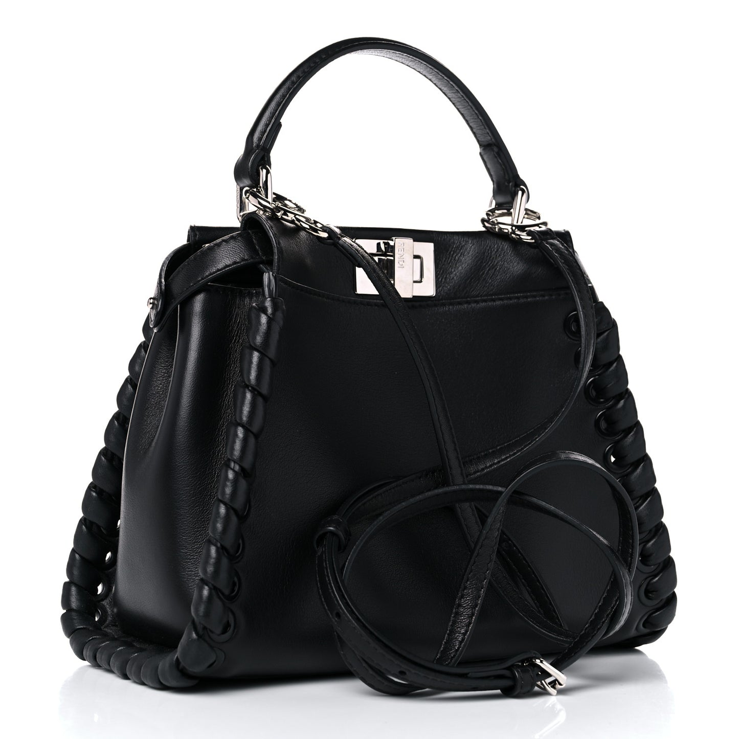 Nappa Lace Up Mini Peekaboo Iconic Satchel Black