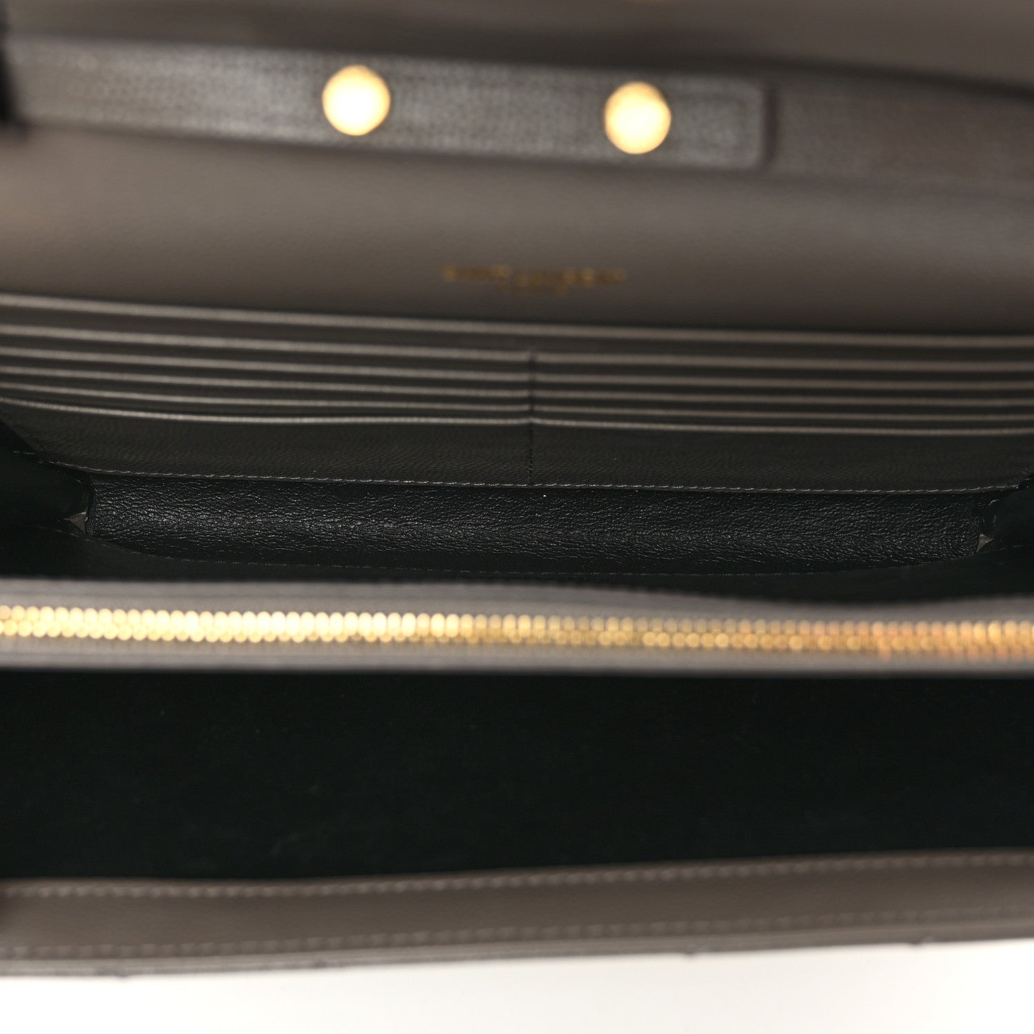 Saint Laurent Grain De Poudre Matelasse Chevron Monogram Chain Wallet Fog 6 of 10