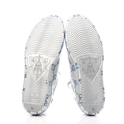 Gucci Miro Rubber Wax GucciGhost Print Mens New Ace Sneakers 8.5 Silver 8 of 12