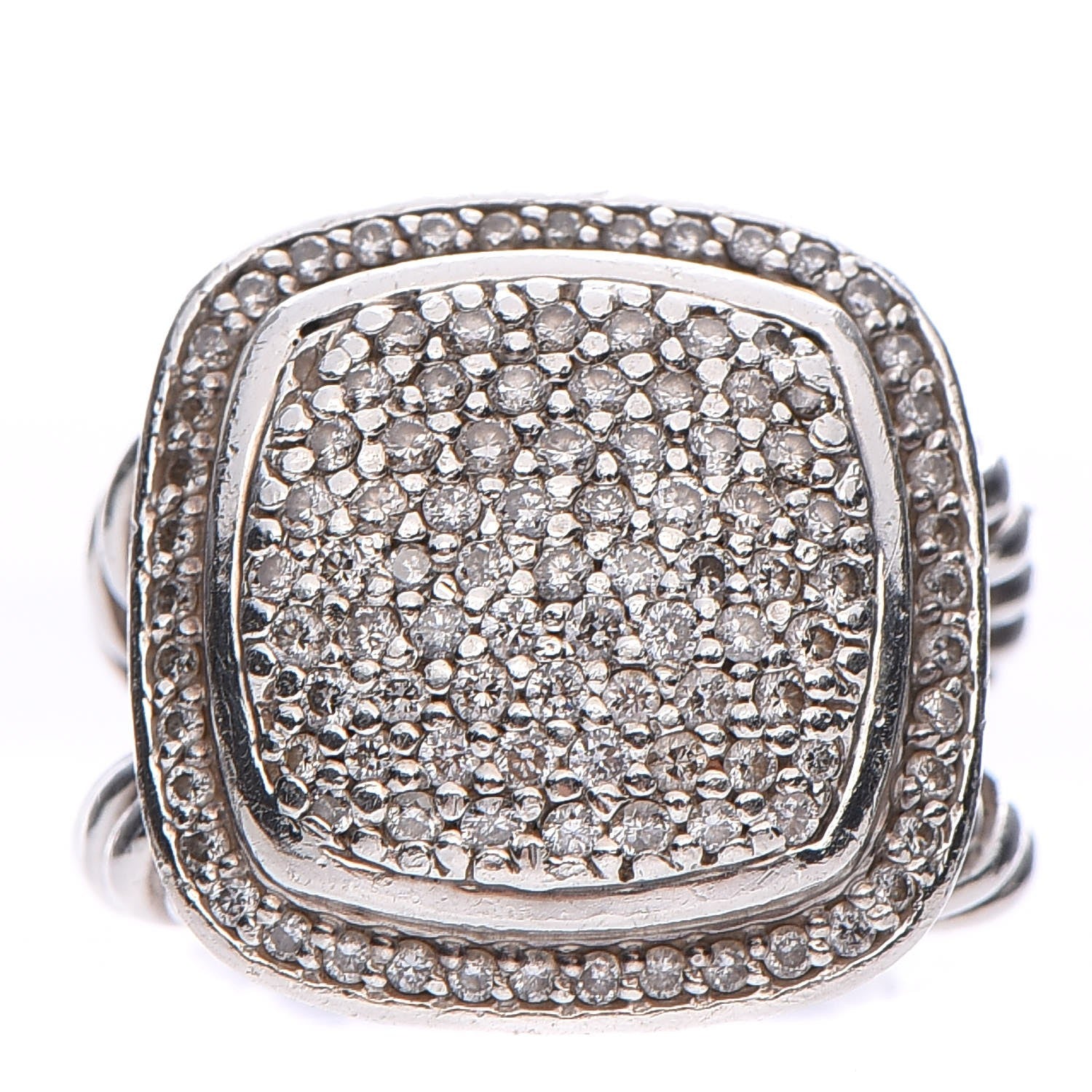 David Yurman Sterling Silver Diamond 14mm Albion Pave Ring 49 4.75 1 of 7
