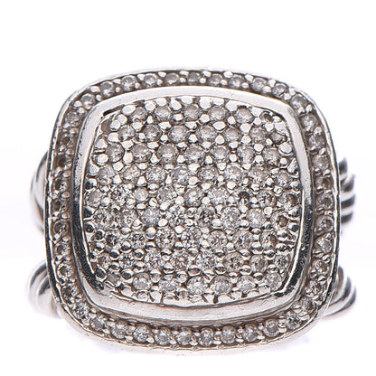 David Yurman Sterling Silver Diamond 14mm Albion Pave Ring 49 4.75 1 of 7