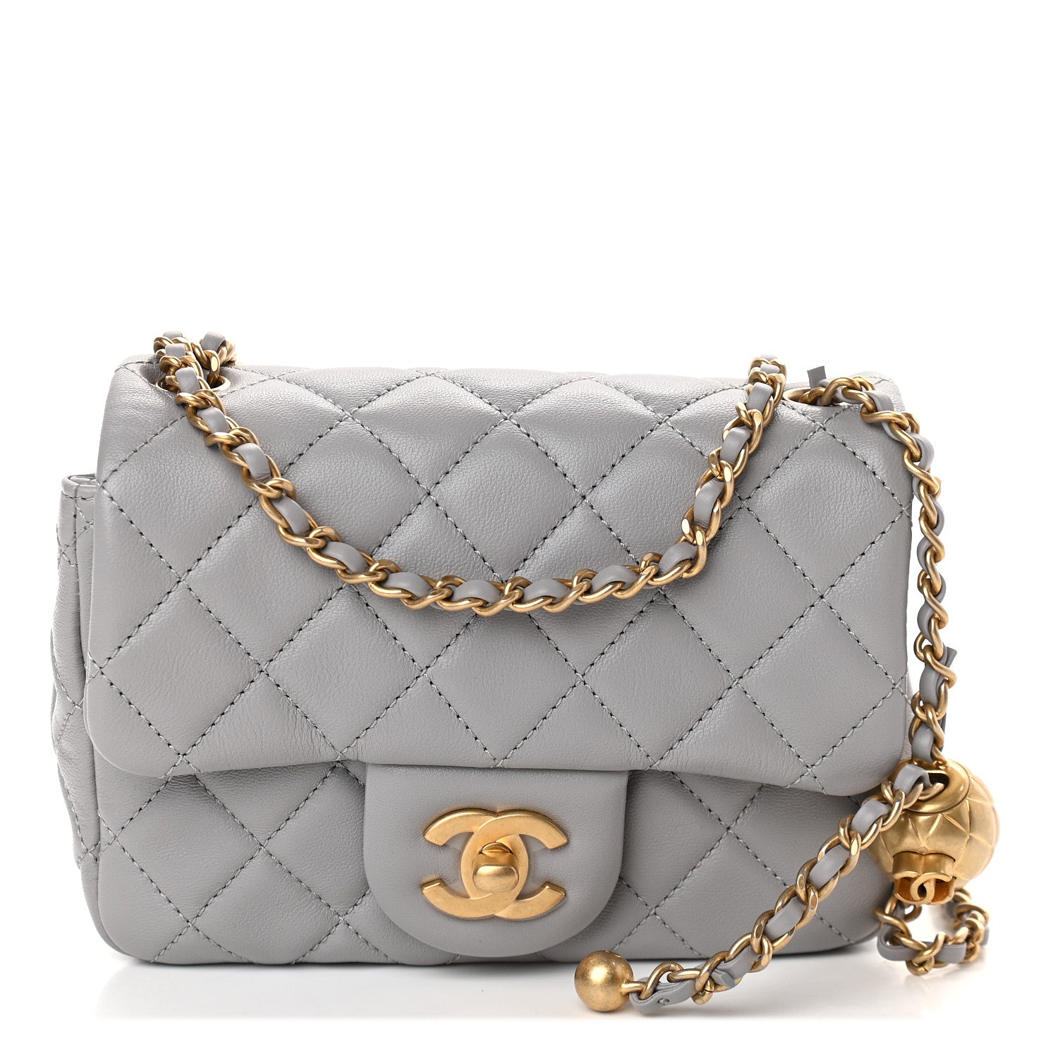 Chanel Lambskin Quilted Mini Pearl Crush Flap Light Grey 1 of 9