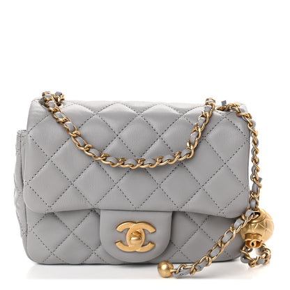 Chanel Lambskin Quilted Mini Pearl Crush Flap Light Grey 1 of 9