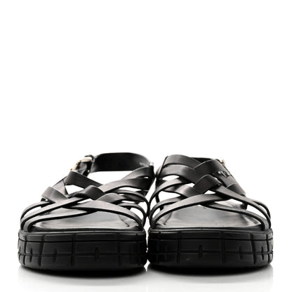 Prada Natural Calfskin Buckled Slingback 30mm Sandals 38 Black 2 of 8