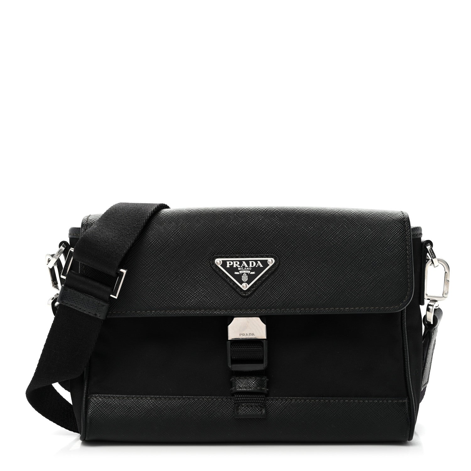 Prada Re-Nylon Saffiano Triangle Shoulder Bag Black 1 of 10