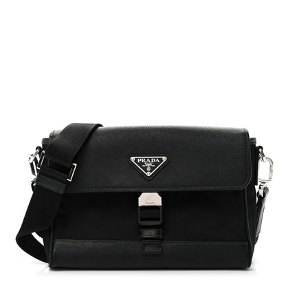 Prada Re-Nylon Saffiano Triangle Shoulder Bag Black 1 of 10
