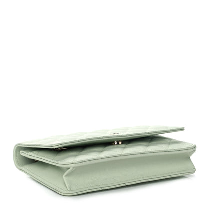 Chanel Caviar Quilted Wallet On Chain WOC Light Green 4 of 10