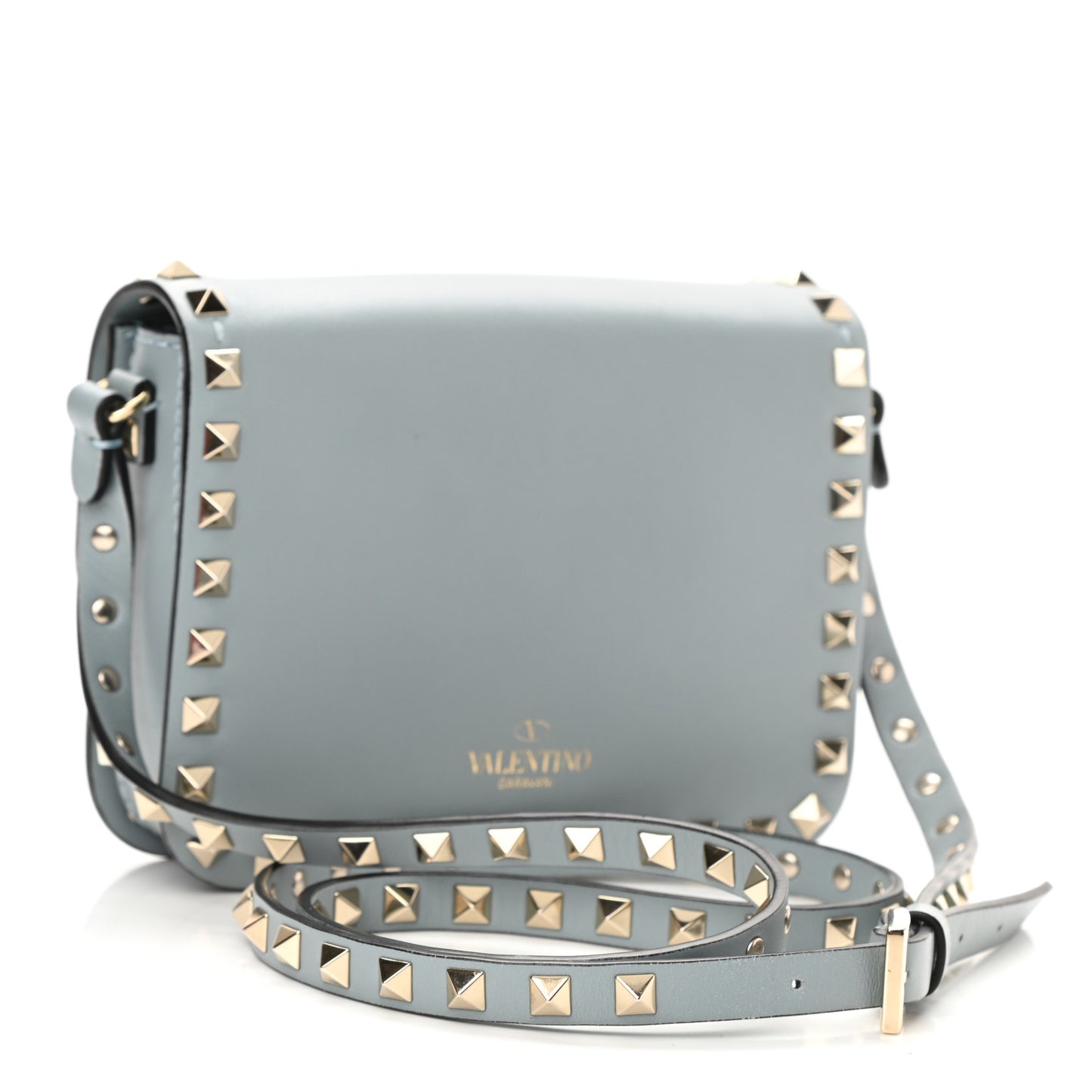 Vitello Rockstud Flap Crossbody Bag London Stone