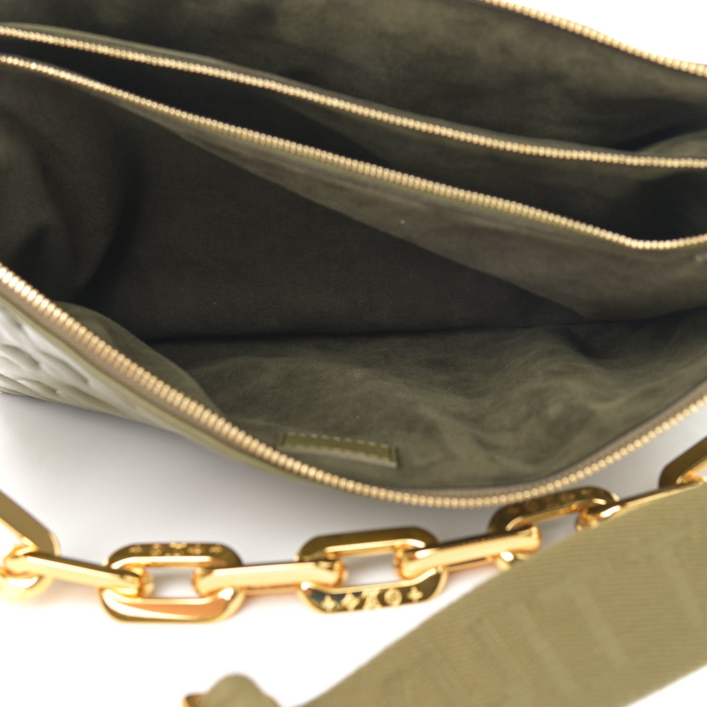 Lambskin Embossed Monogram Coussin MM Khaki