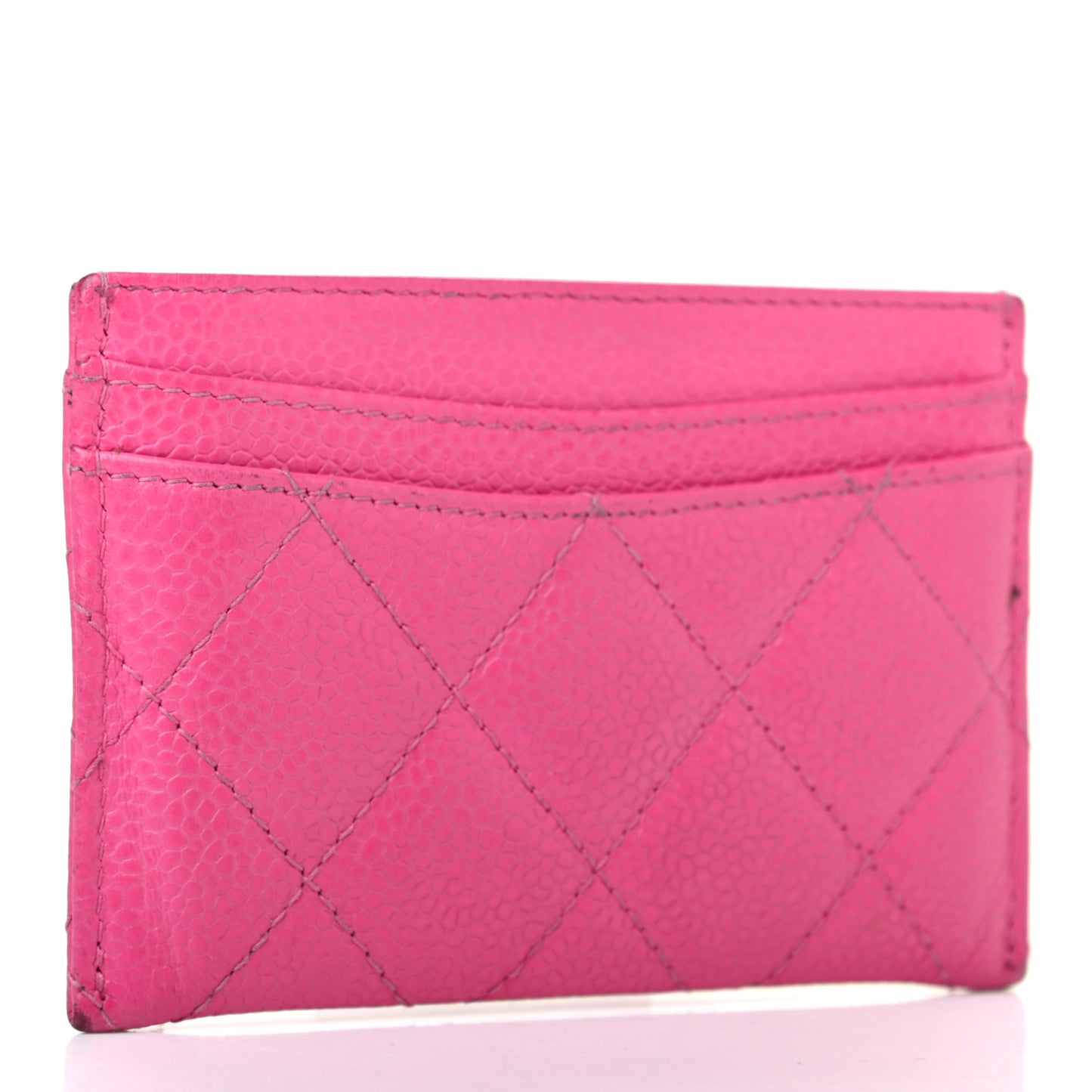 Caviar Quilted Card Holder Pink