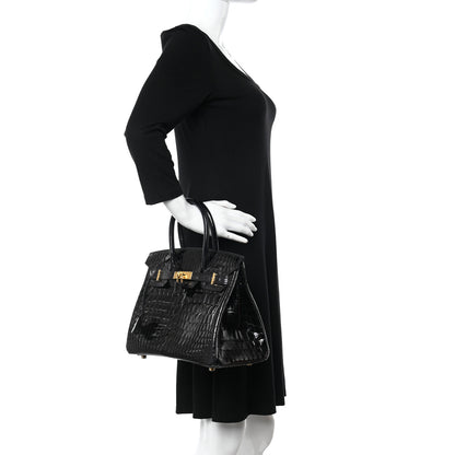 Hermes Shiny Niloticus Crocodile Birkin 30 Black 2 of 11
